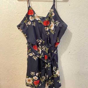 Navy Blue Floral Romper